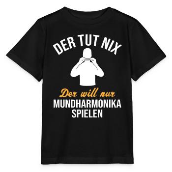 Friedliche Musikliebe Mundharmonika - Stanley/Stella Kinder T-Shirt MINI CREATOR  - Schwarz - Vorne - Mikhail (115cm)