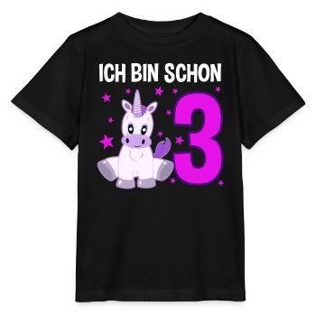 Einhorn Traumwelt 3 Jahre Wunder - Stanley/Stella Kinder T-Shirt MINI CREATOR  - Schwarz - Vorne - Mikhail (115cm)
