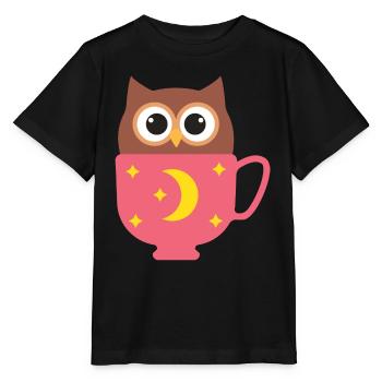 Owl in the cup - Stanley/Stella MINI CREATOR Kids’ T-Shirt - black - Front - Mikhail (115cm)