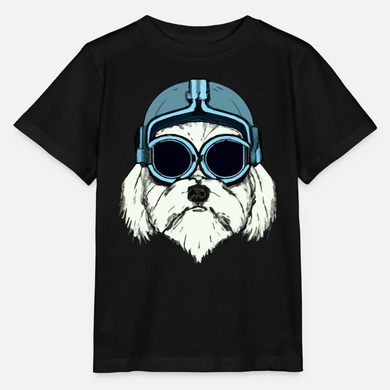 Maltesischer Hundepilot Hund Geschenk Retro - Stanley/Stella Kinder T-Shirt MINI CREATOR  - Schwarz