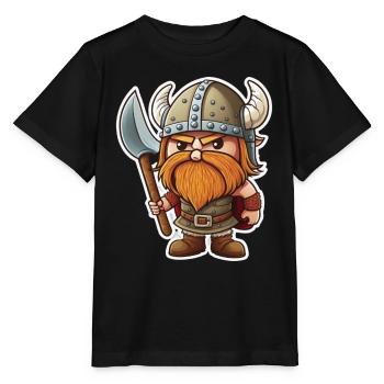 Norse Cuteness: Cute Cartoon Viking - Stanley/Stella MINI CREATOR Kids’ T-Shirt - black - Front - Mikhail (115cm)