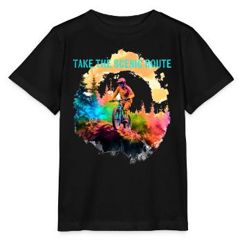 Mountainbike - Stanley/Stella Kinder T-Shirt MINI CREATOR  - Schwarz - Vorne - Mikhail (115cm)