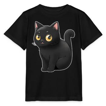 noir-mignon-chats-autocollants-autocollants autocollants autocollants - T-shirt bio MINI CREATOR Stanley/Stella Enfant - noir - Devant - Mikhail (115cm)