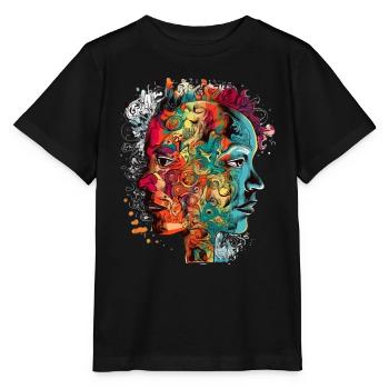 Double portraits - T-shirt bio MINI CREATOR Stanley/Stella Enfant - noir - Devant - Mikhail (115cm)