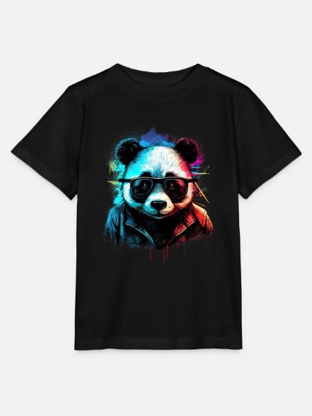 Futuristischer Panda - Stanley/Stella Kinder T-Shirt MINI CREATOR - Schwarz