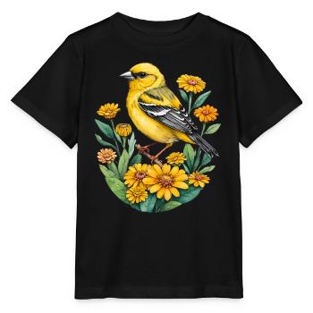 Pinson jaune - T-shirt bio MINI CREATOR Stanley/Stella Enfant - noir - Devant - Mikhail (115cm)