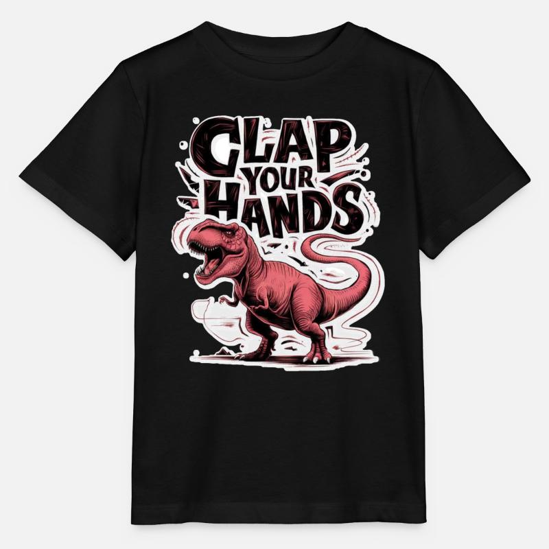 Dinosaur - clapping hands - humor - Stanley/Stella MINI CREATOR Kids’ T-Shirt - black