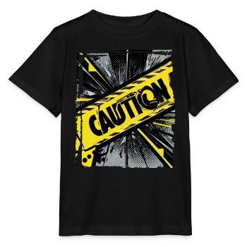 Drôle Tendance Noir Jaune Avertissement Ruban Avertissement - T-shirt bio MINI CREATOR Stanley/Stella Enfant - noir - Devant - Mikhail (115cm)