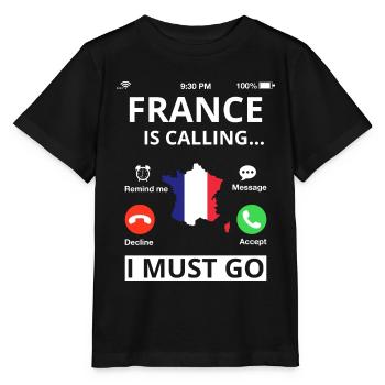 French flag French flag is calling - Stanley/Stella MINI CREATOR Kids’ T-Shirt - black - Front - Mikhail (115cm)
