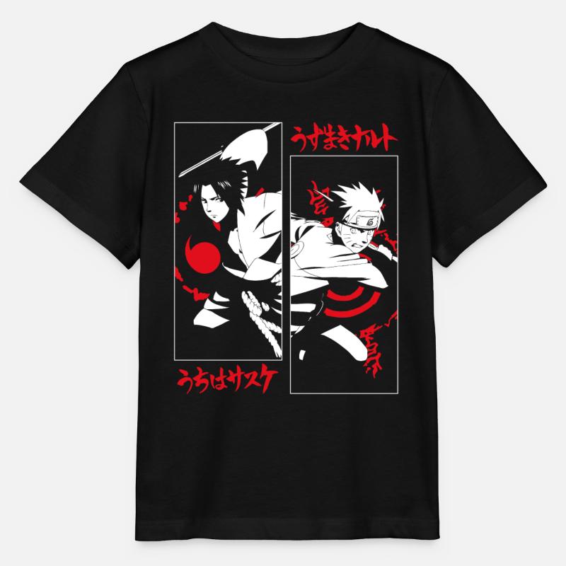 Naruto Shippuden Cool Design Avec Sasuke Et Naruto - T-shirt bio MINI CREATOR Stanley/Stella Enfant - noir