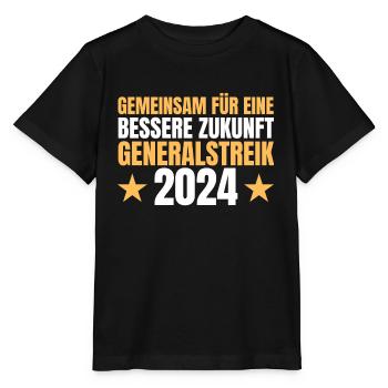 Gemeinsam Für Eine Bessere Zukunft Generalstreik - Stanley/Stella Kinder T-Shirt MINI CREATOR  - Schwarz - Vorne - Mikhail (115cm)