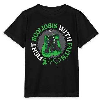 Combattre la scoliose avec la foi Chirurgie chrétienne du dos - T-shirt bio MINI CREATOR Stanley/Stella Enfant - noir - Devant - Mikhail (115cm)