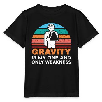Schwerkraft ist meine einzige Schwäche Gebrochene Hand - Stanley/Stella Kinder T-Shirt MINI CREATOR  - Schwarz - Vorne - Mikhail (115cm)