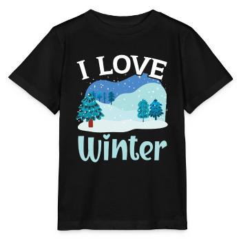 I Love Winter Snow Snowy Climate Winter Season - Stanley/Stella MINI CREATOR Kids’ T-Shirt - black - Front - Mikhail (115cm)