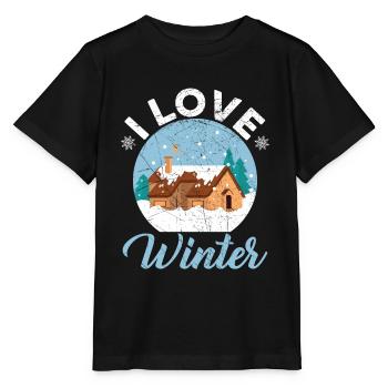 I Love Winter Snow Snowy Climate Winter Season - Stanley/Stella MINI CREATOR Kids’ T-Shirt - black - Front - Mikhail (115cm)