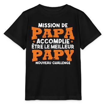Nouveau challenge être meilleur papy, Futur papy - T-shirt bio MINI CREATOR Stanley/Stella Enfant - noir - Devant - Mikhail (115cm)