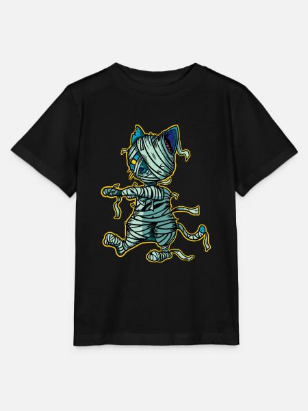 Katzen Mumie Zombie Halloween Katze Kostüm - Stanley/Stella Kinder T-Shirt MINI CREATOR - Schwarz