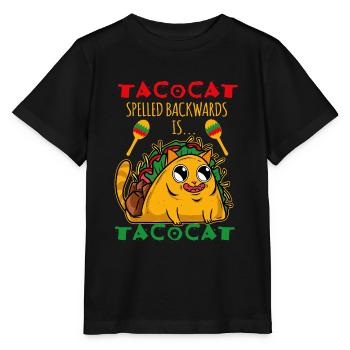 Tacocat Backwards Is Tacocat Burrito Cat Taco - Stanley/Stella MINI CREATOR Kids’ T-Shirt - black - Front - Mikhail (115cm)