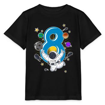 8 anniversaire astronaute planète fusée vaisseau spatial - T-shirt bio MINI CREATOR Stanley/Stella Enfant - noir - Devant - Mikhail (115cm)