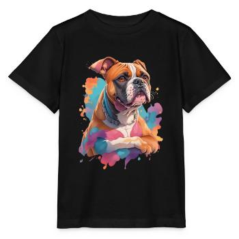 Dessin de chien boxeur allemand pour les amoureux des chiens - T-shirt bio MINI CREATOR Stanley/Stella Enfant - noir - Devant - Mikhail (115cm)