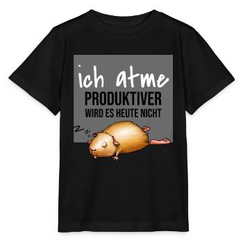 Faules Tierchen Ich atme produktiver wirds nicht - Stanley/Stella Kinder T-Shirt MINI CREATOR  - Schwarz - Vorne - Mikhail (115cm)