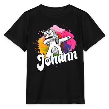 JOHANN - Beau nom de garçon avec une licorne cool - T-shirt bio MINI CREATOR Stanley/Stella Enfant - noir - Devant - Mikhail (115cm)