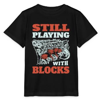 Still playing with blocks, Mechanics Engine Block - Stanley/Stella MINI CREATOR Kids’ T-Shirt - black - Front - Mikhail (115cm)