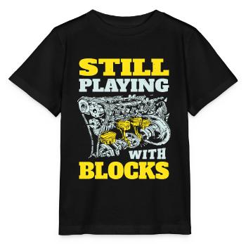 Still playing with blocks, Mechanics Engine Block - Stanley/Stella MINI CREATOR Kids’ T-Shirt - black - Front - Mikhail (115cm)