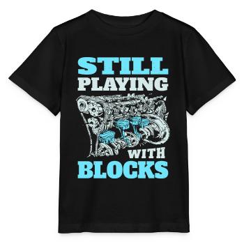 Still playing with blocks, Mechanics Engine Block - Stanley/Stella MINI CREATOR Kids’ T-Shirt - black - Front - Mikhail (115cm)