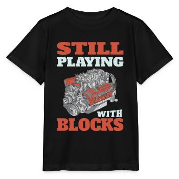 Still playing with blocks, Mechanics Engine Block - Stanley/Stella MINI CREATOR Kids’ T-Shirt - black - Front - Mikhail (115cm)