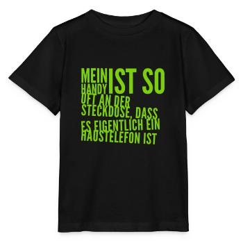 mein Handy ist oft an der Steckdose - Stanley/Stella Kinder T-Shirt MINI CREATOR  - Schwarz - Vorne - Mikhail (115cm)