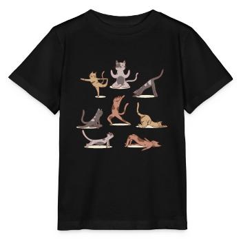 Katzenyoga, Entspannung und Meditation mit Katze - Stanley/Stella Kinder T-Shirt MINI CREATOR  - Schwarz - Vorne - Mikhail (115cm)