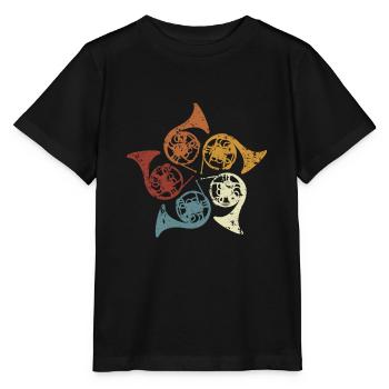 Retro Blaskapelle Waldhorn & Hornist - Stanley/Stella Kinder T-Shirt MINI CREATOR  - Schwarz - Vorne - Mikhail (115cm)