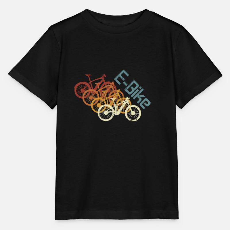 E-Bike, E-VTT, Retro coucher de soleil E-Biker - T-shirt bio MINI CREATOR Stanley/Stella Enfant - noir