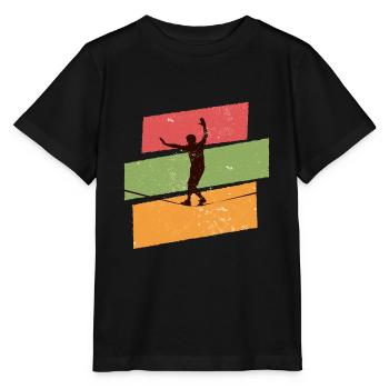 Slackline rétro vintage - T-shirt bio MINI CREATOR Stanley/Stella Enfant - noir - Devant - Mikhail (115cm)