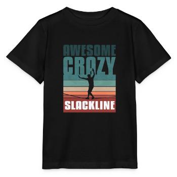 Slackline rétro vintage - T-shirt bio MINI CREATOR Stanley/Stella Enfant - noir - Devant - Mikhail (115cm)
