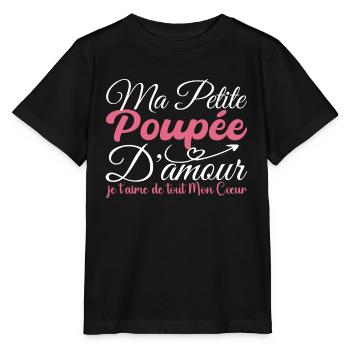 Cadeau poupée d'amour, meilleure poupée je t'aime - T-shirt bio MINI CREATOR Stanley/Stella Enfant - noir - Devant - Mikhail (115cm)