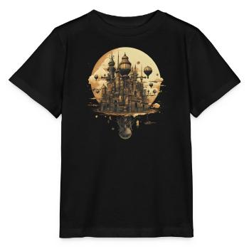 Ballon Gebäude Maschine Industrialisierung Insel - Stanley/Stella Kinder T-Shirt MINI CREATOR  - Schwarz - Vorne - Mikhail (115cm)