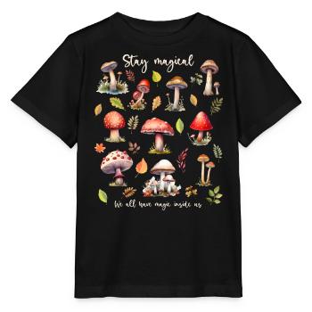 Mushrooms Are Magical. Nature Lover. - Stanley/Stella MINI CREATOR Kids’ T-Shirt - black - Front - Mikhail (115cm)