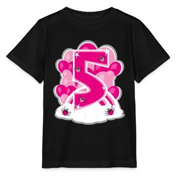 Fünfter Geburtstag mit Rosa Luftballons. - Stanley/Stella Kinder T-Shirt MINI CREATOR  - Schwarz - Vorne - Mikhail (115cm)
