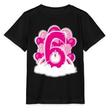 Sechster Geburtstag in Pink mit Eisbär. - Stanley/Stella Kinder T-Shirt MINI CREATOR  - Schwarz - Vorne - Mikhail (115cm)
