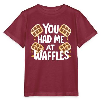 You Had Me At Waffles - Stanley/Stella Kinder T-Shirt MINI CREATOR  - Burgunderrot - Vorne - Kain (125cm)