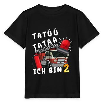 Tatü Tata Ich bin 2 Feuerwehr - Stanley/Stella Kinder T-Shirt MINI CREATOR  - Schwarz - Vorne - Mikhail (115cm)