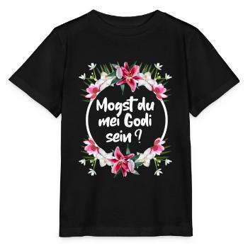 Patentantes ask Godi ask godfather baptism baby - Stanley/Stella MINI CREATOR Kids’ T-Shirt - black - Front - Mikhail (115cm)