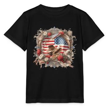 Weißkopfadler Amerika Amerika Fahne Usa - Stanley/Stella Kinder T-Shirt MINI CREATOR  - Schwarz - Vorne - Mikhail (115cm)
