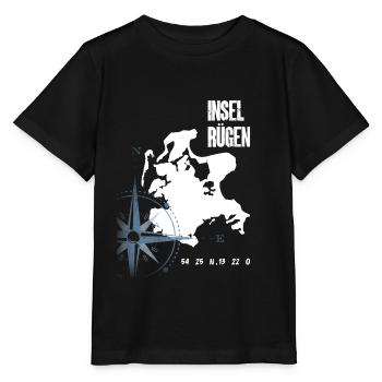 Rügen Urlaub Ostsee Insel Koordinaten Karte - Stanley/Stella Kinder T-Shirt MINI CREATOR  - Schwarz - Vorne - Mikhail (115cm)