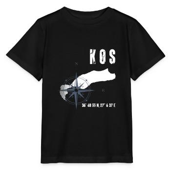 Île de Kos Coordonnées Carte Vacances - T-shirt bio MINI CREATOR Stanley/Stella Enfant - noir - Devant - Mikhail (115cm)