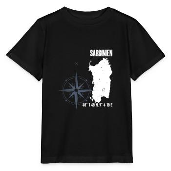 Sardaigne Île Coordonnées Carte Vacances - T-shirt bio MINI CREATOR Stanley/Stella Enfant - noir - Devant - Mikhail (115cm)