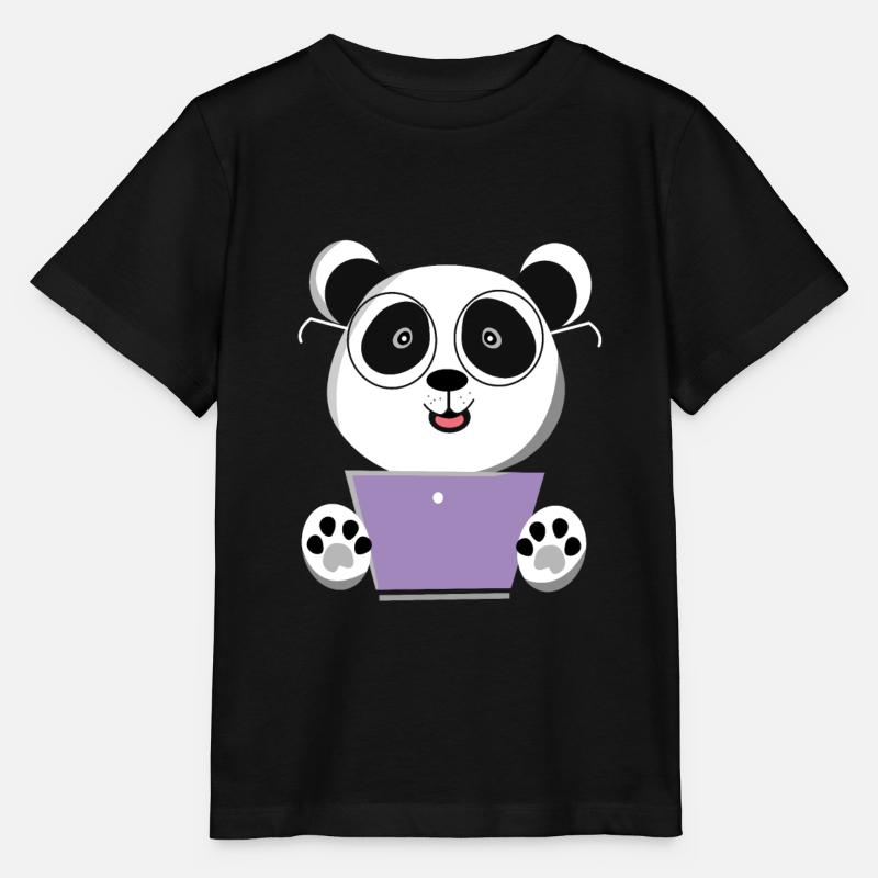 Ordinateur panda - T-shirt bio MINI CREATOR Stanley/Stella Enfant - noir