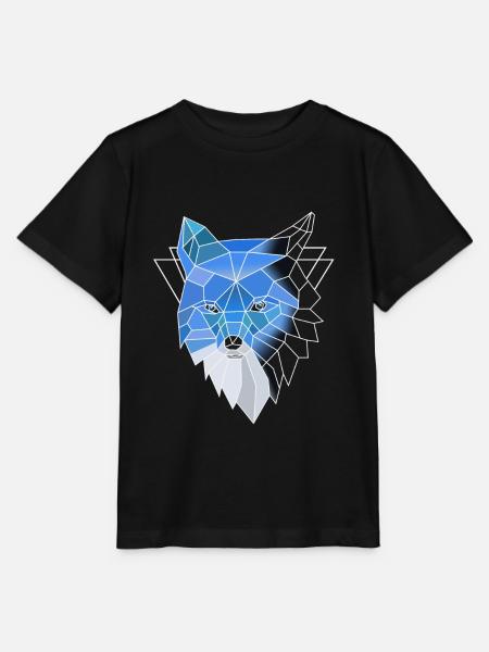 Blauer Polygon Wolf - Stanley/Stella Kinder T-Shirt MINI CREATOR  - Schwarz